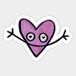 Cartoon Heart, Happy Pink Heart Sticker